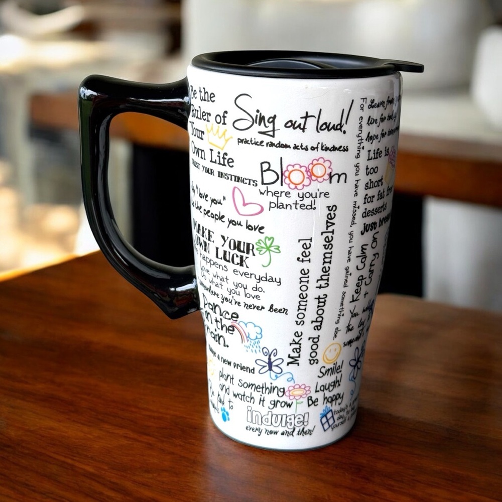 Spoontiques Ceramic Travel Mug Positive Affirmations Design DISPLAY PIECE